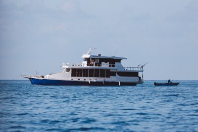 Madivaru surf safari view of the liveaboard from side